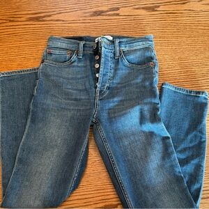 Re/Done Straight Leg Blue Jeans - Vintage Stone Wash